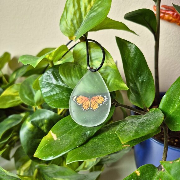 Frosted Monarch Butterfly Necklace - Picture 5 of 5